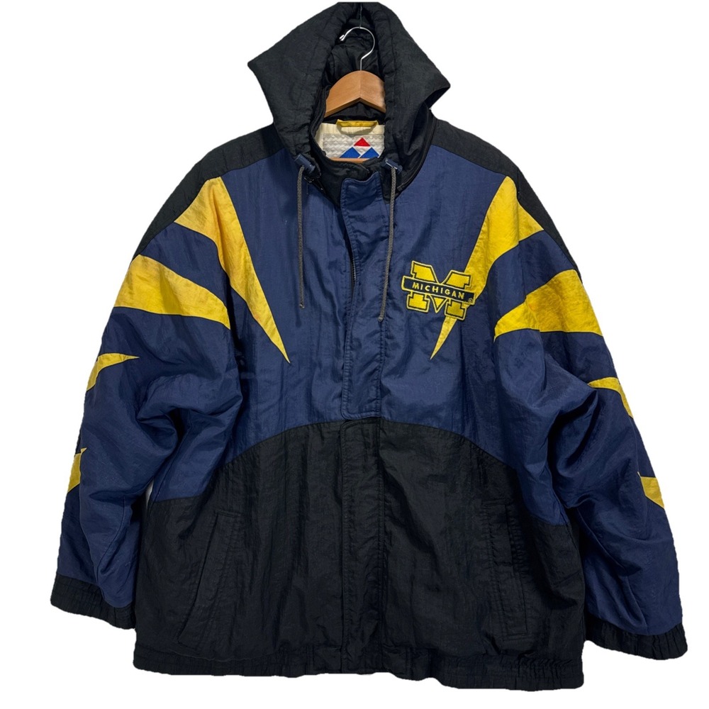 VTG RARE Apex One Michigan Full Zip Hoodie‎ Mens  XL  Blue Distressed Look